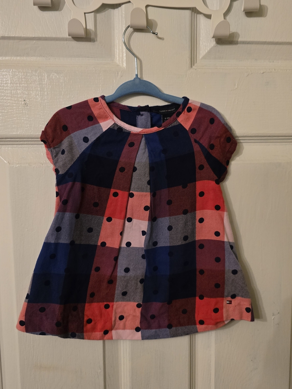 Tommy Hilfiger Navy, Pink & Red Plaid Polka Dot Girls Tee